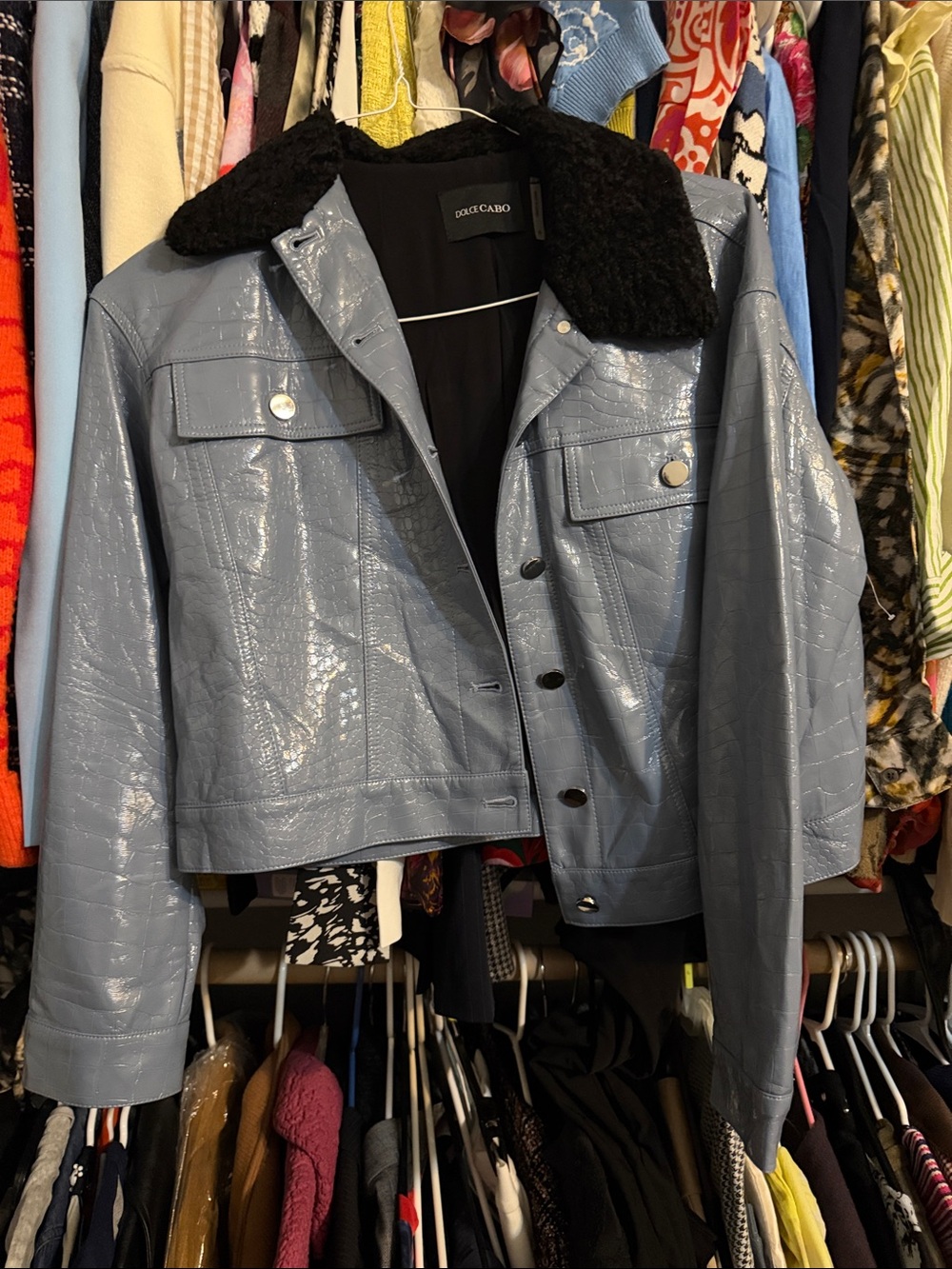 Dolce cabo faux croc fur collar jacket small